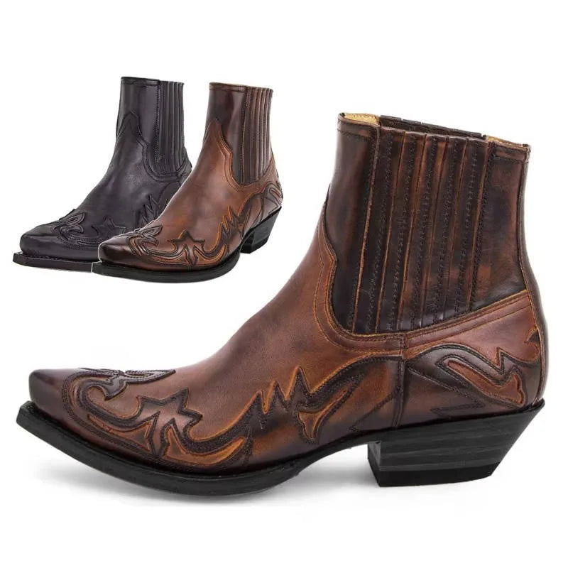 Western Leather Ankle Boots for Women with Comfort Insole image 10
