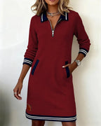 Zip Collar Polo Dress for Women with Long Sleeves image 10
