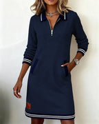 Zip Collar Polo Dress for Women with Long Sleeves image 11