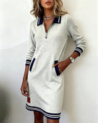 Zip Collar Polo Dress for Women with Long Sleeves image 12