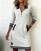 Zip Collar Polo Dress for Women with Long Sleeves image 16