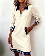 Zip Collar Polo Dress for Women with Long Sleeves image 17