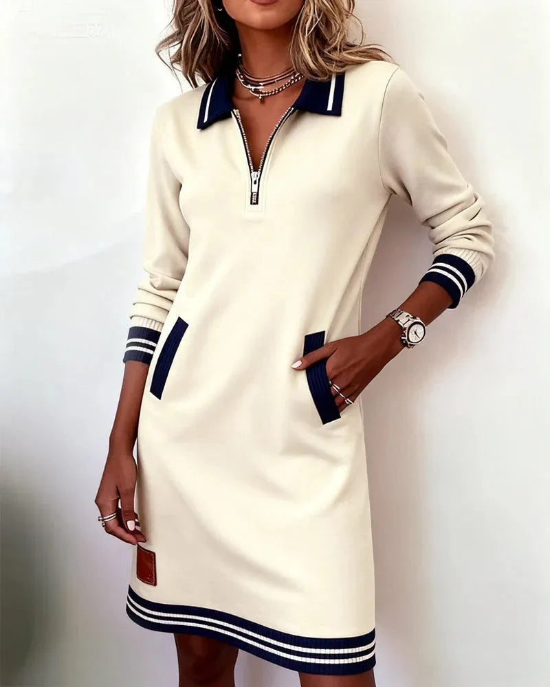 Zip Collar Polo Dress for Women with Long Sleeves image 17