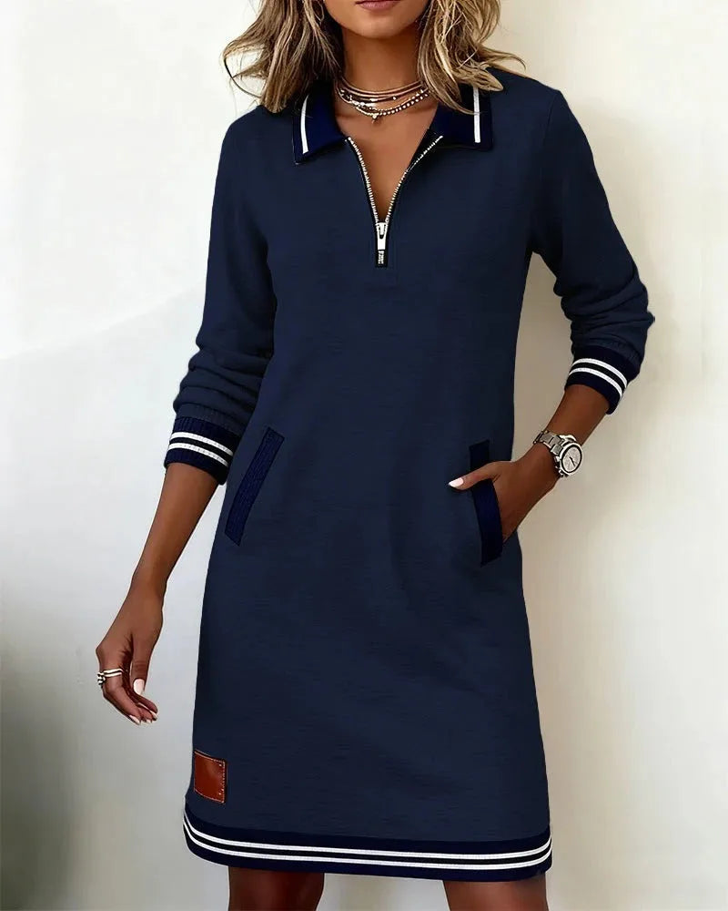 Zip Collar Polo Dress for Women with Long Sleeves image 19