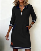 Zip Collar Polo Dress for Women with Long Sleeves image 20